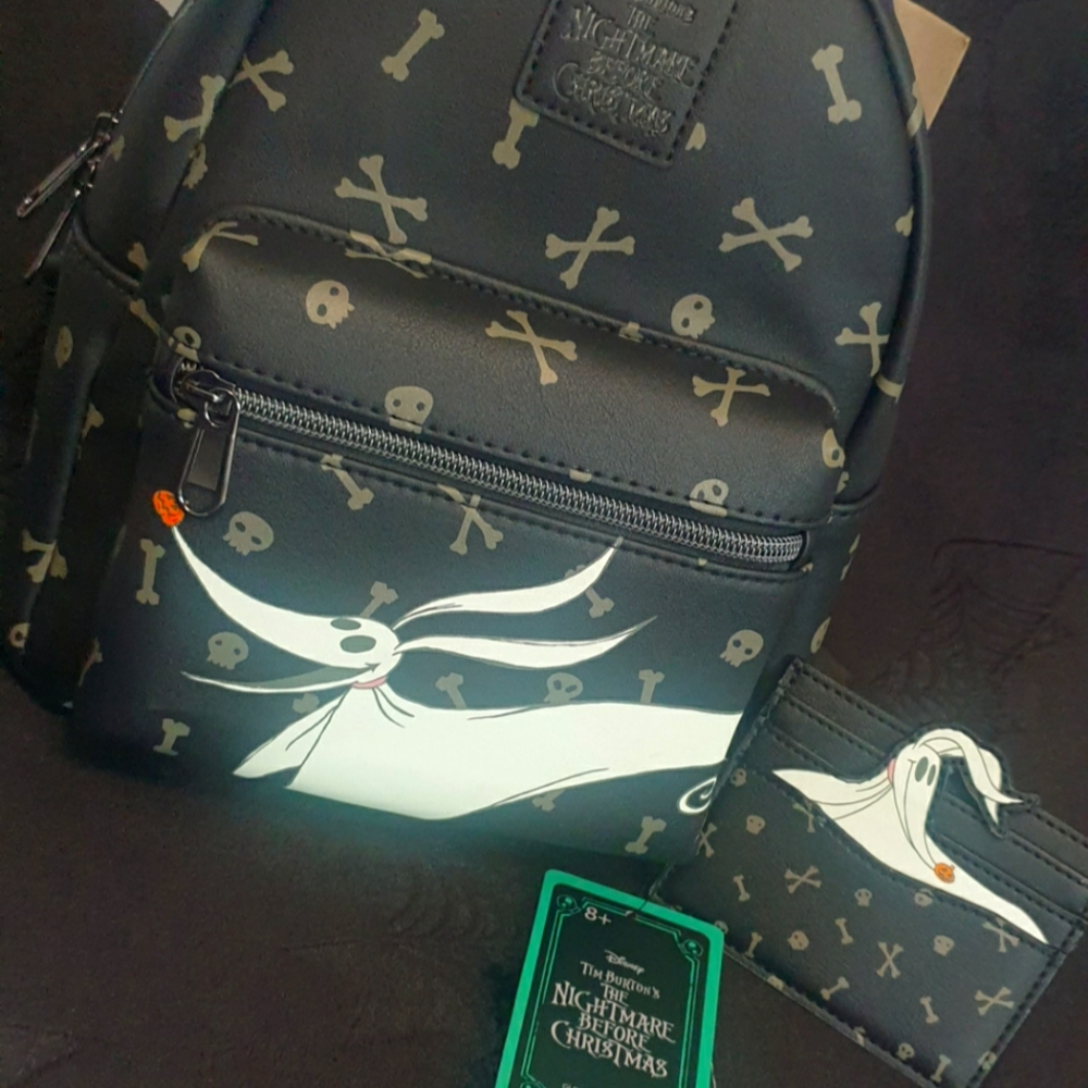 Loungefly Zero Nightmare Before Christmas Mini Backpack & Cardholder Disney NWT
